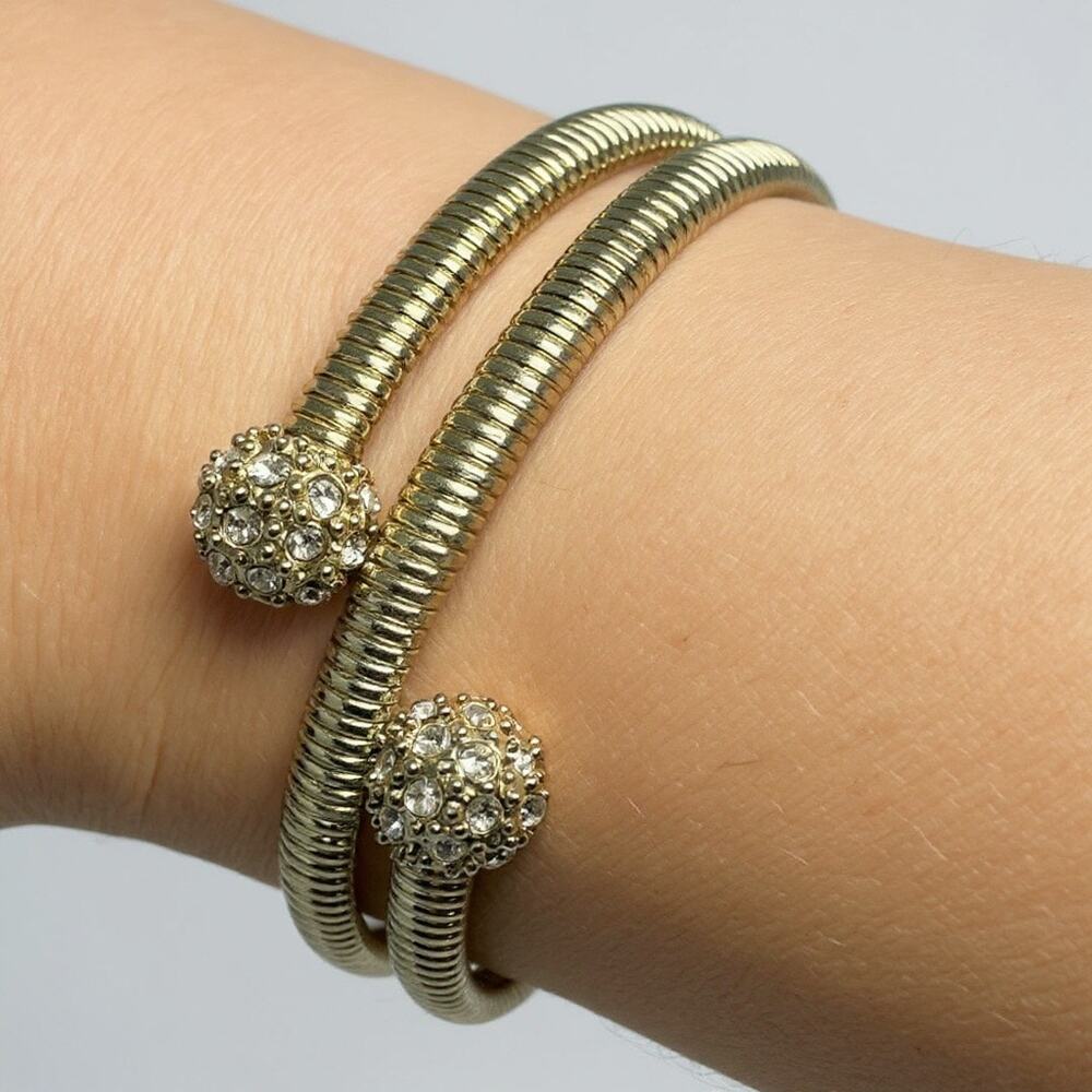 Thalia Sodi Gold-Tone Crystal Pave Coil Bracelet | Adjustable Wrap Style | Gift